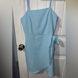 Blue Sheath Mini Dress with Spaghetti Straps